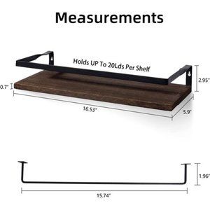 Wall Mounted Storage Shelves with Towel Bar, Floating Shelves for Wall Set of 2